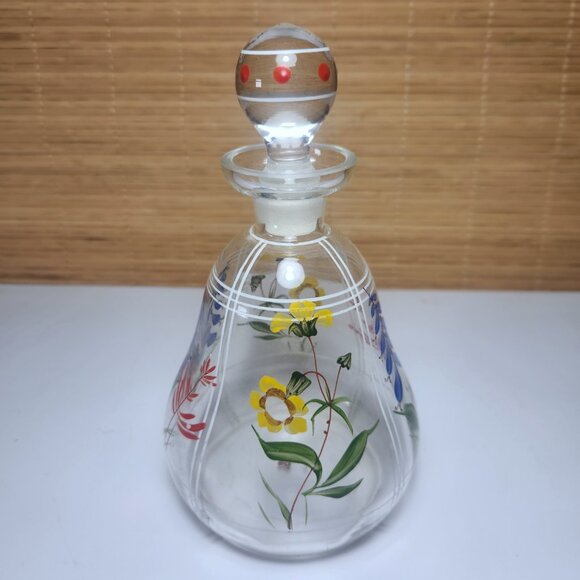 Hand Painted Decanter Crystal Glass Victorian Edwardian Bristol Glass - Picture 4 of 10